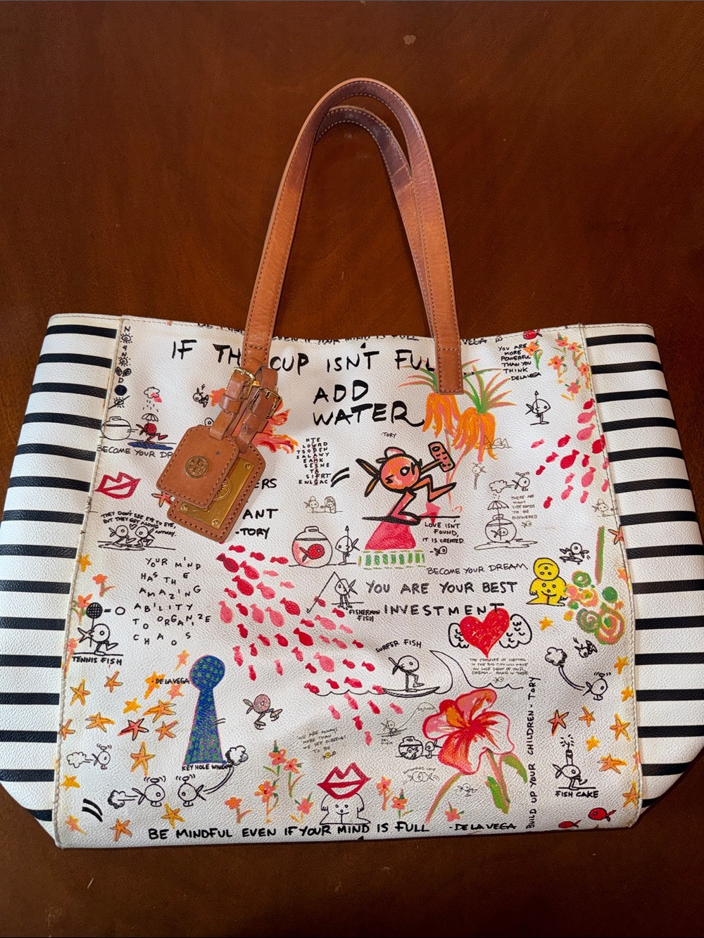 Tory Burch Graphic Leather Tote Bag